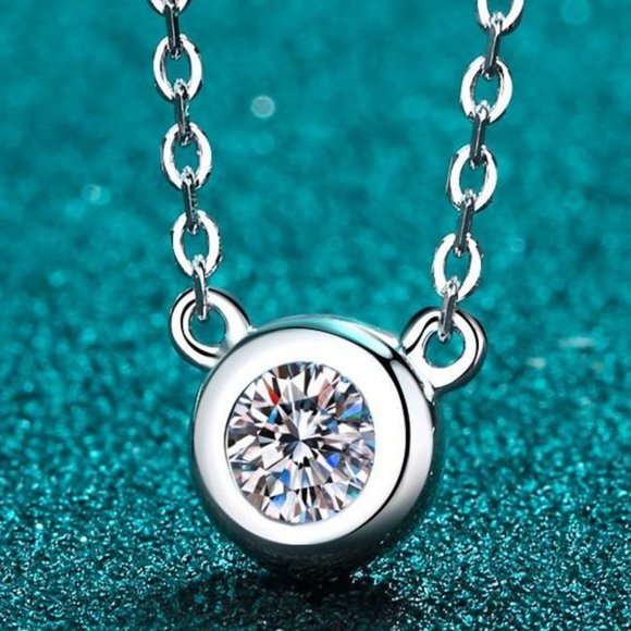 Certified 1ct. t.w. Moissanite Diamond Round Necklace NEW - Picture 1 of 8